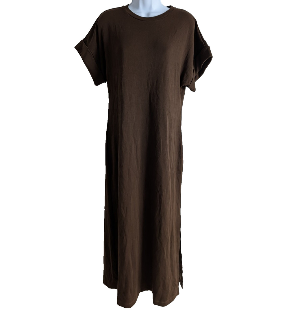 Le Al.X T Shirt Dress Womens Medium Minimal Brown Quiet Luxury Comfort Old Money